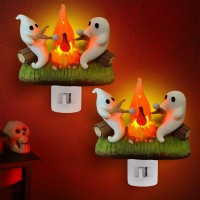 Spooky Bonfire Night Lights 2024 Halloween Twinkle Night Lights 3D Led Fake Fire Spooky Wall Decorations Small Spooky Toasted