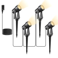 Svater Landscape Lighting Low Voltage 4 Pack Outdoor Spotlights With Transformer Plug In Led Spot Lights For Yard Backyard Hou