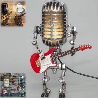 Krautain Sherum Mic Rockbot Vintage Microphone Guitar Robot Lamp Music Gifts For Men Cool Gifts For Music Lovers Vintage Lig