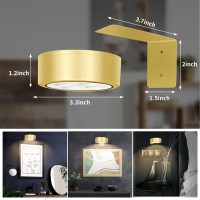 Ttq 4Pcs Magnetic Picture Lights Batteries Operated Painting Light With Remote And Dimmable Timer Gold Art Display Light Wireles