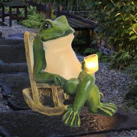 Halpssfm Miniature Frog Garden Statue Solar Light Frog Outdoor Decor Frog Figurine For Outdoor Indoor Home Lawn Yard Balcony Por