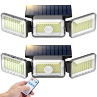 Mokot Solar Lights Outdoor 218Led 2500Lm Solar Motion Sensor Outdoor Lights 3 Head Ip65 Waterproof Solar Powered Flood Securit