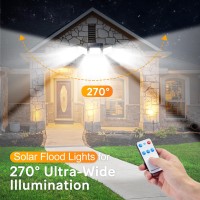 Mokot Solar Lights Outdoor 218Led 2500Lm Solar Motion Sensor Outdoor Lights 3 Head Ip65 Waterproof Solar Powered Flood Securit