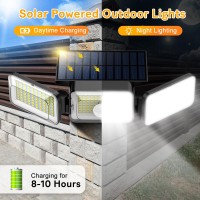 Mokot Solar Lights Outdoor 218Led 2500Lm Solar Motion Sensor Outdoor Lights 3 Head Ip65 Waterproof Solar Powered Flood Securit