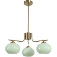 Kco Lighting Vintage Green Glass Chandelier 3 Light Globe Sputnik Chandeliers Modern Brushed Gold Chandelier Mid Century Flush M