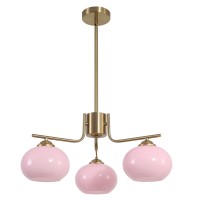 Kco Lighting 3 Light Mid Century Modern Chandelier Pink Bubble Chandelier Gold Sputnik Light Fixture Girls Bedroom Chandelier Ce