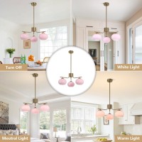 Kco Lighting 3 Light Mid Century Modern Chandelier Pink Bubble Chandelier Gold Sputnik Light Fixture Girls Bedroom Chandelier Ce