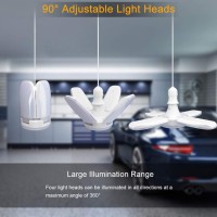 Macgo 2 Pack Led Garage Lights 60W Trilights Ceiling High Low Bay Deformable Adjustable 4 Led Light Bulbs 6000Lm 6000K Scre