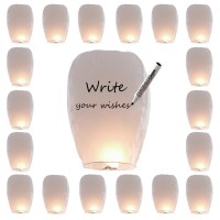 32 Pack White Lantern To Release In Memorial Each Package Is Equipped With A Marker Pen Chinese Lanterns Make Outdoor Activiti