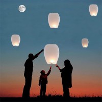 32 Pack White Lantern To Release In Memorial Each Package Is Equipped With A Marker Pen Chinese Lanterns Make Outdoor Activiti