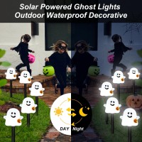 Solar Halloween Ghost Pathway Lights 10 Pack Ghost Stake Lights With Pumpkin Design Durable Waterproof Outdoor Halloween Decor