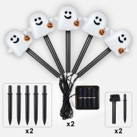 Solar Halloween Ghost Pathway Lights 10 Pack Ghost Stake Lights With Pumpkin Design Durable Waterproof Outdoor Halloween Decor