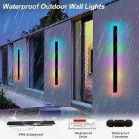 Gremlbuk Outdoor Rgb Long Wall Lights 2 Pack 40Inch Modern Outdoor Led Wall Light Fixture Ip65 Waterproof Long Wall Sconce Led L