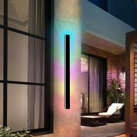 Gremlbuk Modern Outdoor Wall Lights 40Inch Rgb Outdoor Sconce Lights Ip65 Waterproof Led Outdoor Light Fixtures Wall Mount Blac