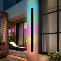 Gremlbuk Modern Outdoor Wall Lights 24Inch Rgb Long Wall Lights Ip65 Waterproof Outdoor Wall Sconce Led Linear Wall Mount Light