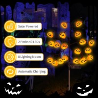 Outdoor Halloween Pathway Lights Decor 2 Pack 40 Led Halloween Pumpkin Stake Lights Solar Powered Indoor And Outdoor Party Hom