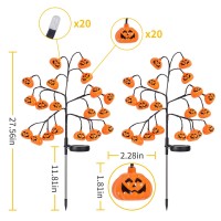 Outdoor Halloween Pathway Lights Decor 2 Pack 40 Led Halloween Pumpkin Stake Lights Solar Powered Indoor And Outdoor Party Hom