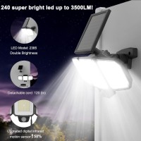 Ceotis Solar Outdoor Lights 243 Led 3500Lm Motion Sensor Lights Ip65 Waterproof 270 Wide Angle 3 Heads Security Flood Lights