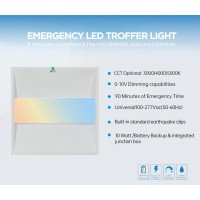 2X2 Ft Center Basket Led Troffer Panel Light With Buildin Emergency Backup Battery 40W3000K4000K5000K 010V Dimmable 5200