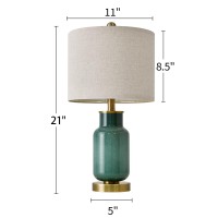 Usumkky 2125 Table Lamp Set Of 2 Modern Lamp For Living Room Glass Nightstand Lamp For Bedrooms Desk Farmhouse Green