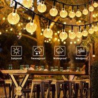 Yiqu 2Pack Solar String Lights Outdoor Total 52Ft 80 Led Crystal Globe Solar Lights Outdoor Waterproof With 8 Lighting Modes F