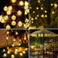 Yiqu 2Pack Solar String Lights Outdoor Total 52Ft 80 Led Crystal Globe Solar Lights Outdoor Waterproof With 8 Lighting Modes F