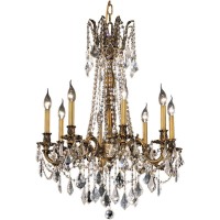 Elegant Lighting 9208D24Fgrc 24 Dia X 30 H In Rosalia Collection Hanging Fixture French Gold Finish Royal Cut