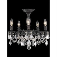 Rosalia 5 Light Dark Bronze Flush Mount Golden Teak Smoky Royal Cut Crystal