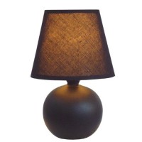 Simple Designs Lt2008Blk Mini Ceramic Globe Matching Fabric Shade Table Lamp Black