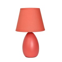 Simple Designs Lt2009Org Mini Bedside Small Oval Egg Ceramic Table Lamp Orange