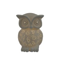 Simple Designs Lt3027Wht Porcelain Fun Shaped Wise Owl Table Lamp White