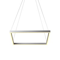 Integrated Led Pendant Light Square Height Adjustable Chandelier In Silver