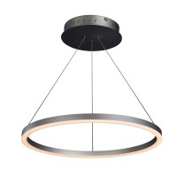 Integrated Led Pendant Light Height Adjustable Circular Chandelier In Silver