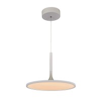 Integrated Led Pendant Light Height Adjustable Disc Chandelier In White