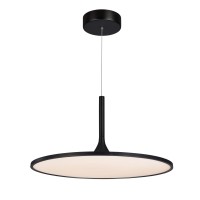 Integrated Led Pendant Light Height Adjustable Disc Chandelier In Black