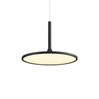 Integrated Led Pendant Light Height Adjustable Disc Chandelier In Black