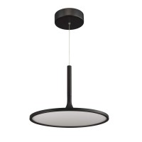 Integrated Led Pendant Light Height Adjustable Disc Chandelier In Black