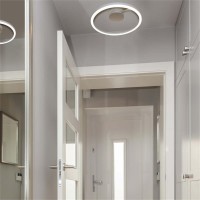 Integrated Led Ceiling Lighting Modern Circular Semi Flush In Silver