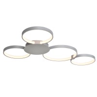 Integrated Led Ceiling Lighting Modern Multiring Semi Flush In Silver