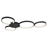 Integrated Led Ceiling Lighting Modern Multiring Semi Flush In Black