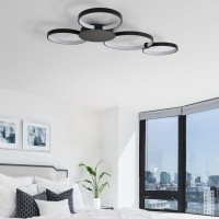 Integrated Led Ceiling Lighting Modern Multiring Semi Flush In Black