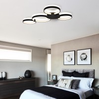 Integrated Led Ceiling Lighting Modern Multiring Semi Flush In Black