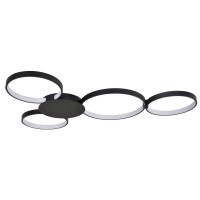 Integrated Led Ceiling Lighting Modern Multiring Semi Flush In Black