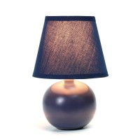 Simple Designs Lt2008Blu Mini Ceramic Globe Table Lamp With Matching Fabric Shade Blue