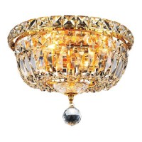 Living District Ld2528F10G 10 In Wiley 4 Lights Flush Mount Ceiling Light Gold