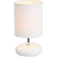 Simple Designs Ceramic Small Stone Table Lamp In White With White Shade