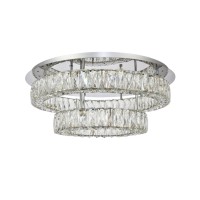 Monroe Led Light Chrome Flush Mount Clear Royal Cut Crystal