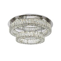 Monroe Led Light Chrome Flush Mount Clear Royal Cut Crystal