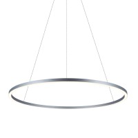 Integrated Led Chandelier Height Adjustable Circular Pendant Light In Silver