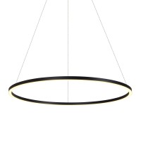 Integrated Led Chandelier Height Adjustable Circular Pendant Light In Black